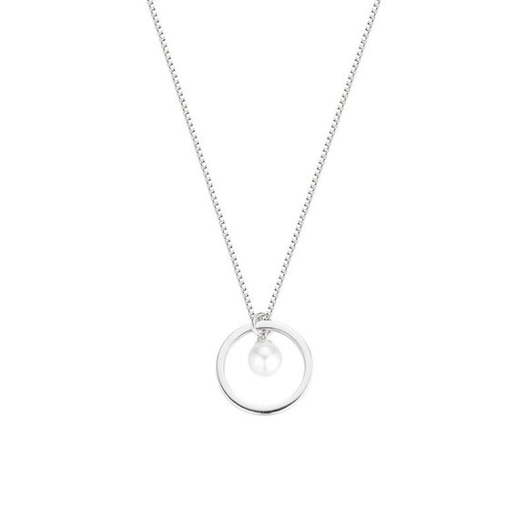 *NEW 925 Sterling Silver Pearl Circle Necklace - Picture 6 of 6